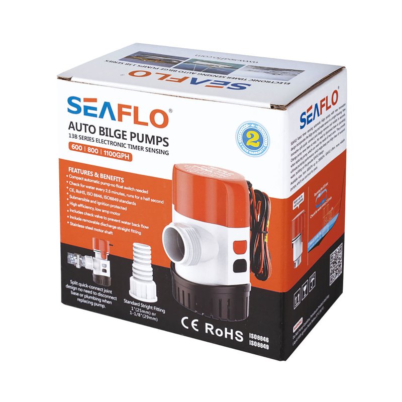 Sea Flo Timer Sensing Automatic Bilge Pump 13B 12V 600 GPH / 2271 LPH