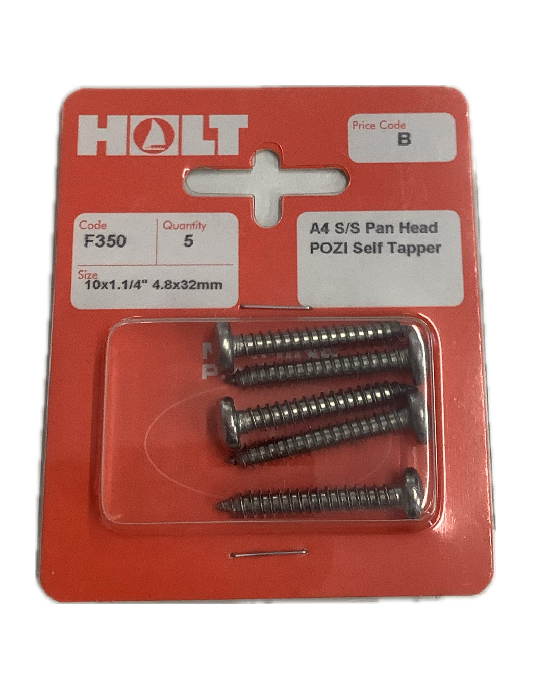 Holt Marine Pre Pack Pan Head Pozi Self Tapper