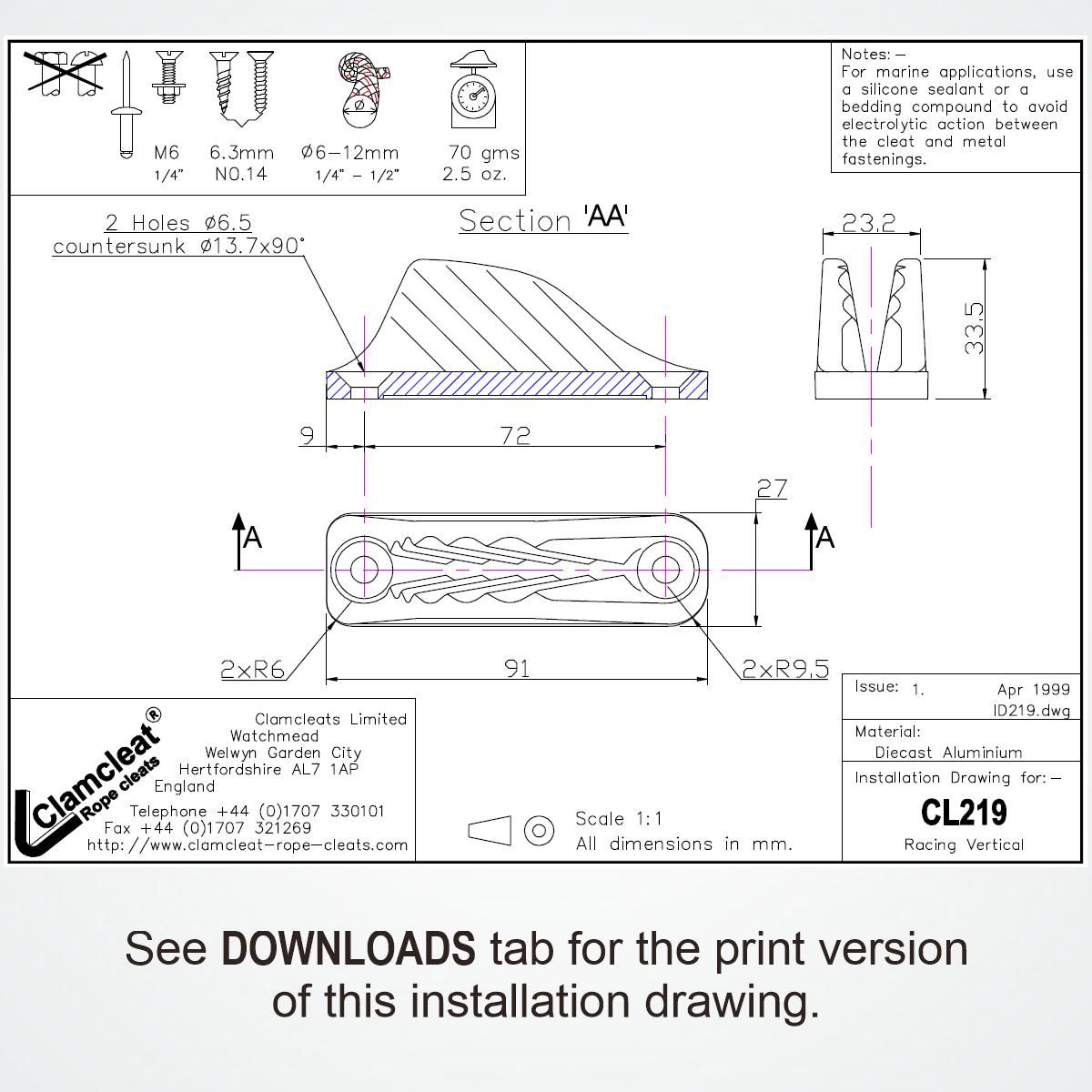 Clamcleat Racing Vertical CL219