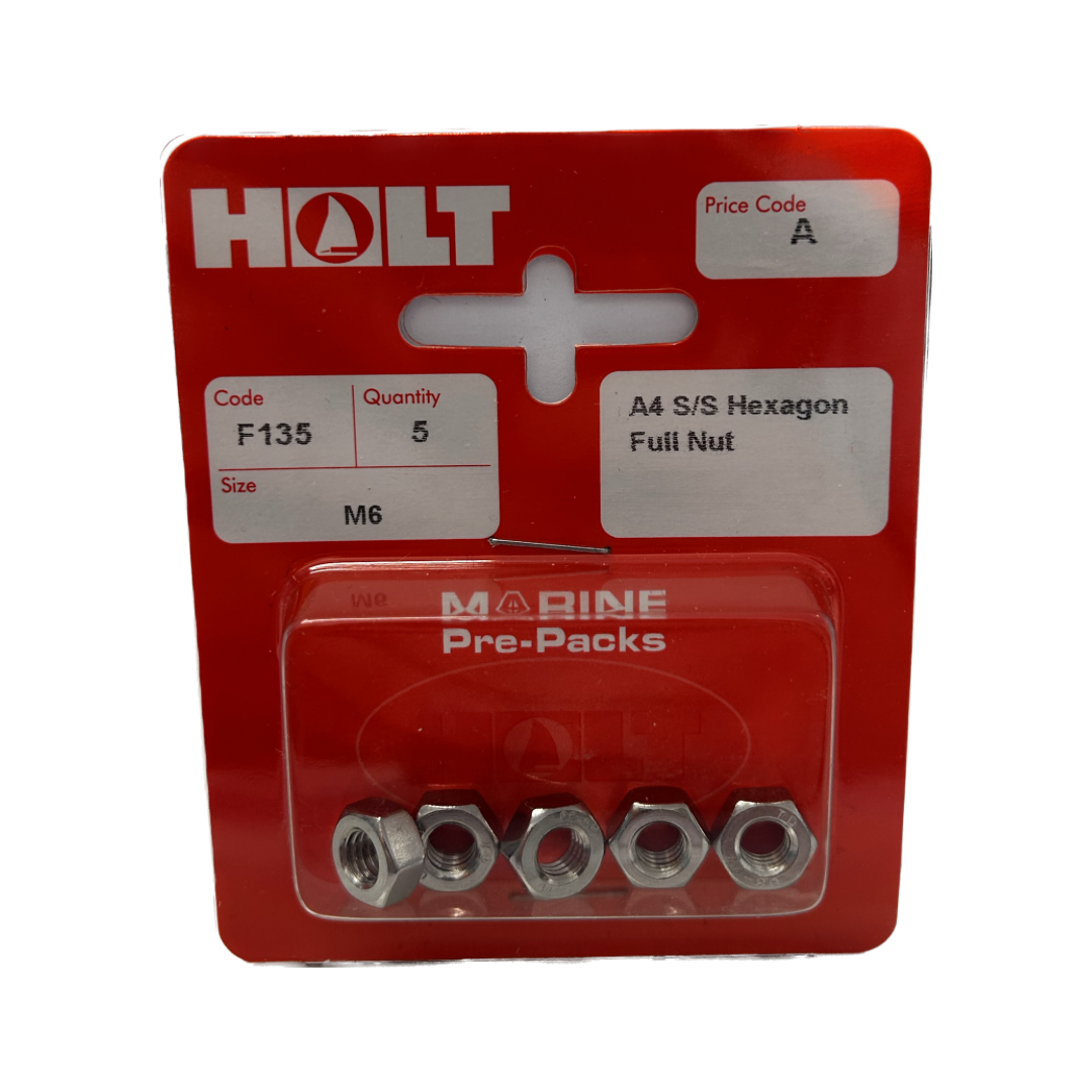 Holt Marine Pre Pack Hexagon Full Nut
