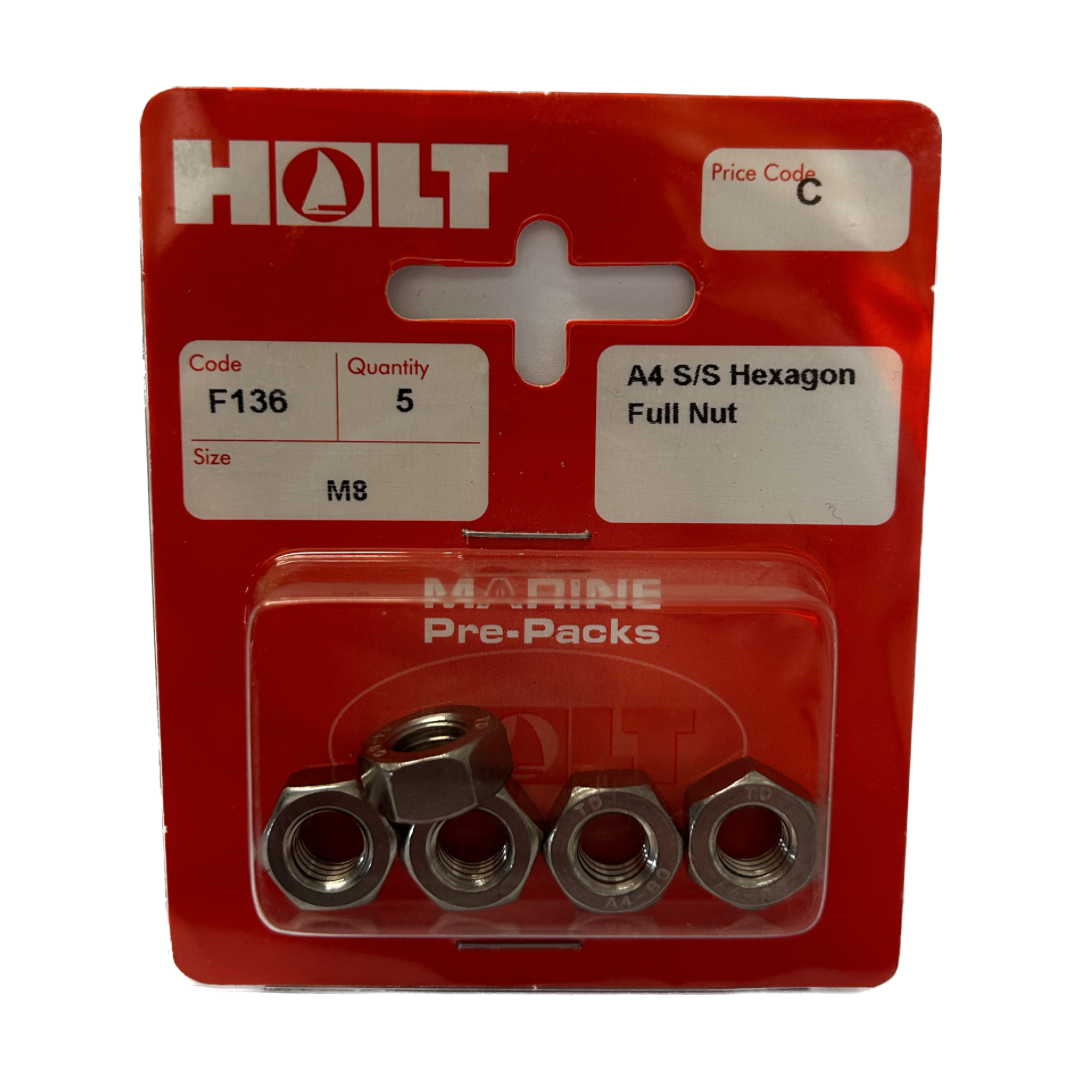 Holt Marine Pre Pack Hexagon Full Nut