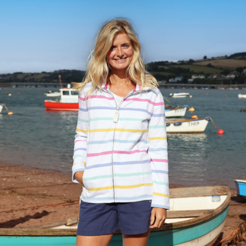 Lazy Jacks Women’s Full Zip Striped Sweatshirt LJ32