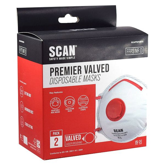 Scan Moulded Disposable Valved Masks FFP3 (2 Pack)