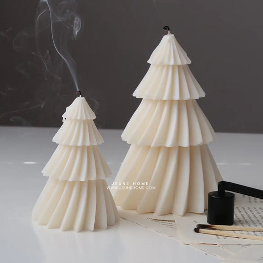 Jeune Home Small Ribbed twisted Christmas Tree Candle