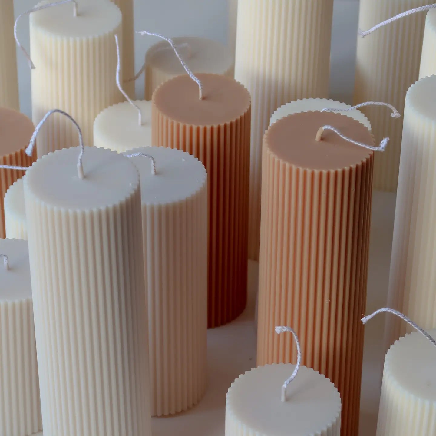 Jeune Home small soy ribbed pillar candle in cream