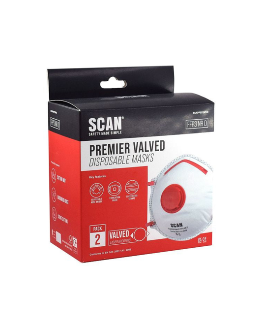 Scan Moulded Disposable Valved Masks FFP3 (2 Pack)