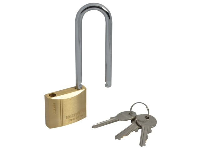 Faithfull Brass Padlock 40mm Long Shackle (3 Keys)