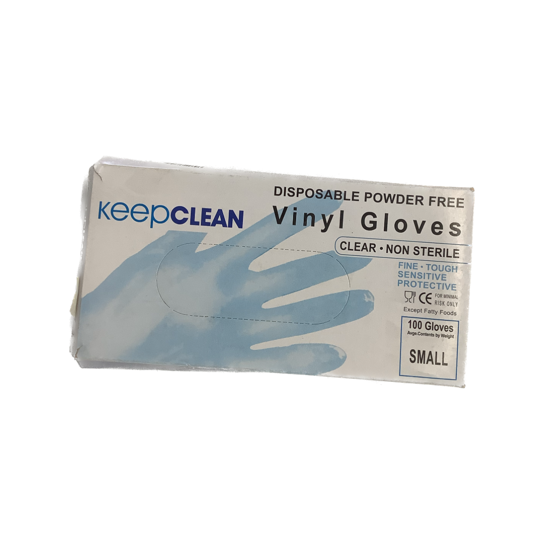 KeepClean Disposable Clear Vinyl Gloves 100pk