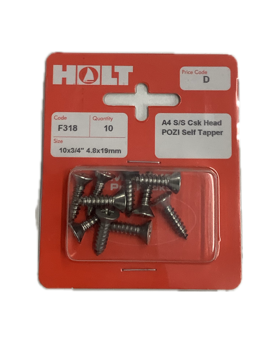 Holt Marine Pre Pack Countersunk Pozi Self Tapper