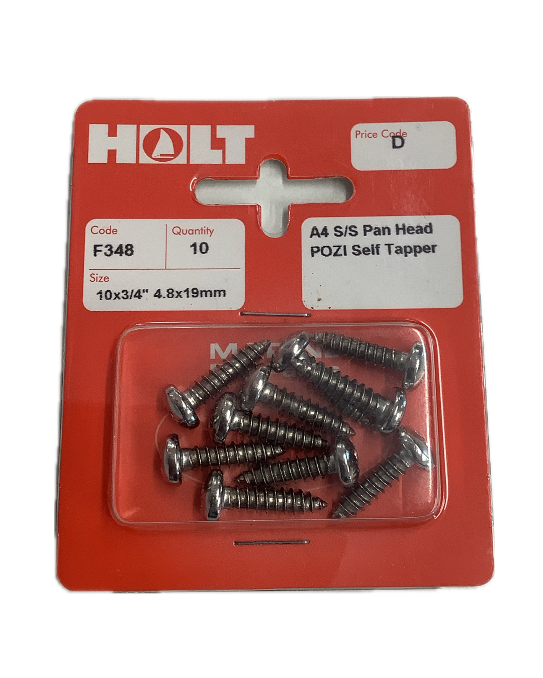 Holt Marine Pre Pack Pan Head Pozi Self Tapper