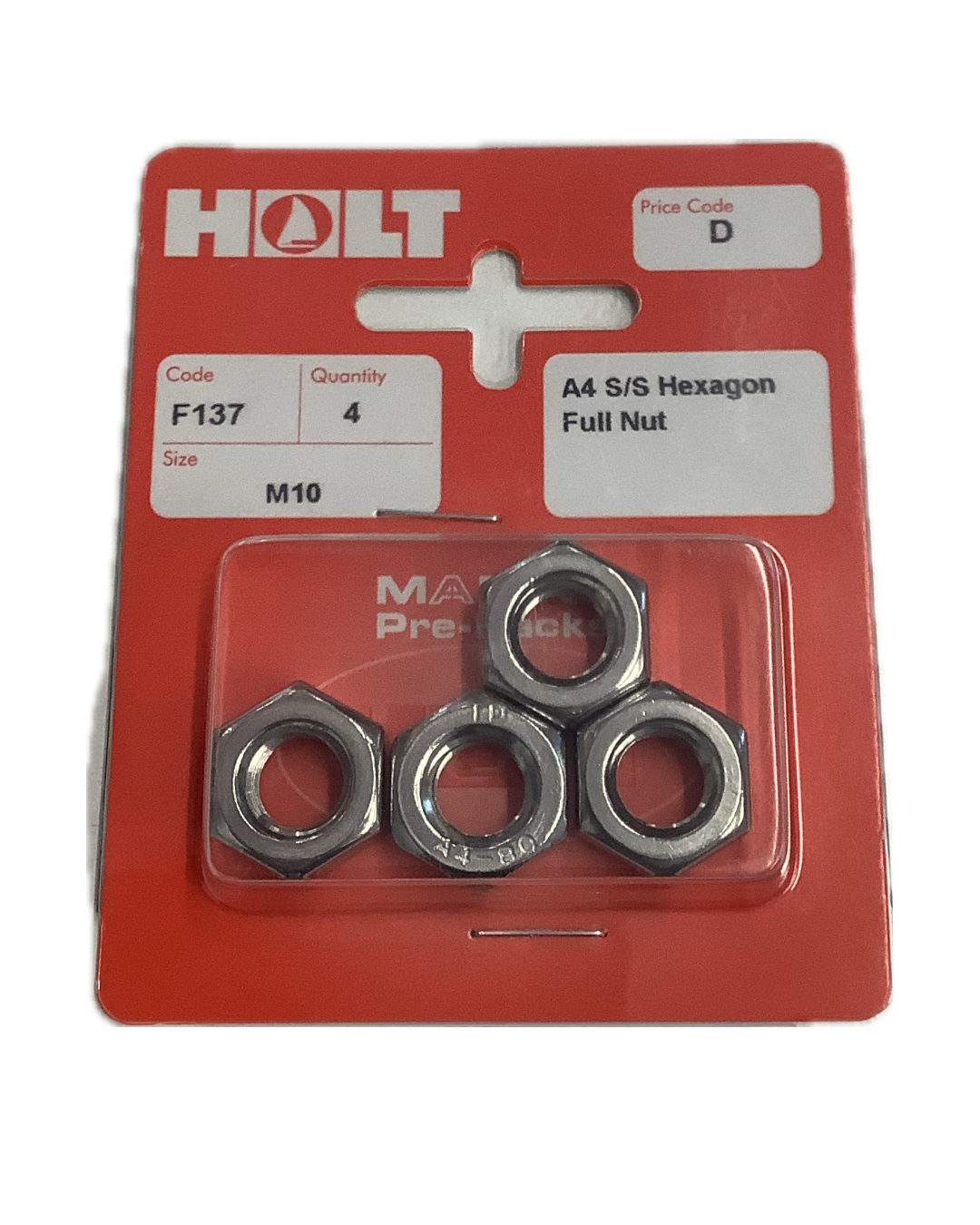Holt Marine Pre Pack Hexagon Full Nut
