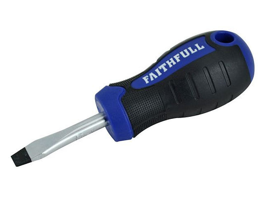 Faithfull Soft Grip Stubby Screwdriver - Slotted Flared