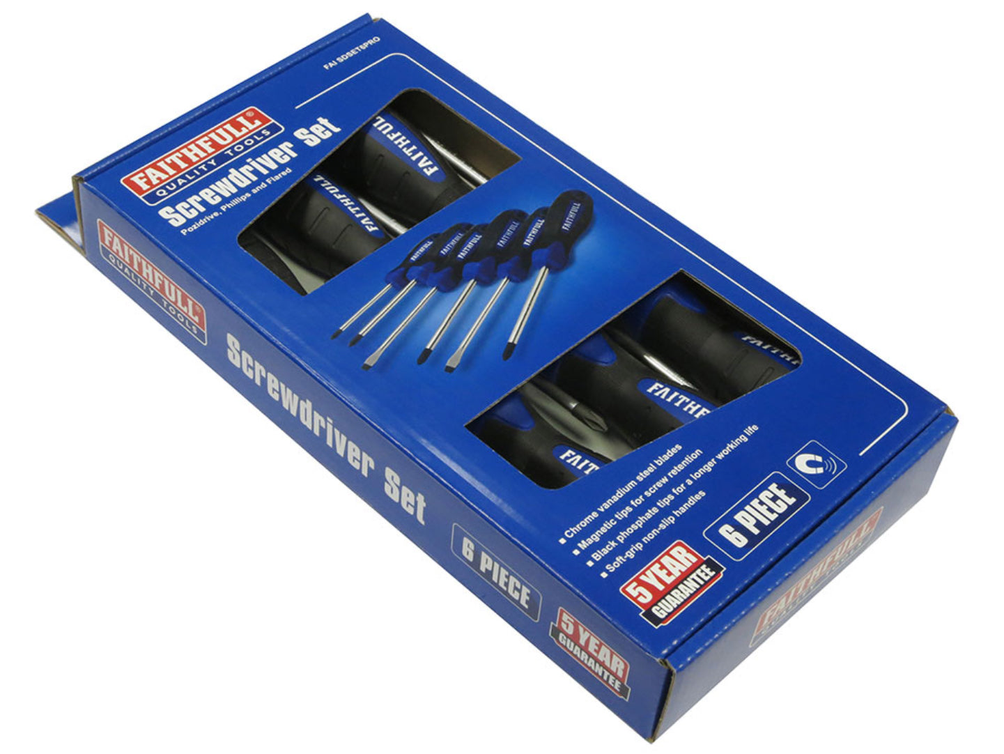 Faithfull Soft Grip Screwdriver Boxed Set 6 Pack