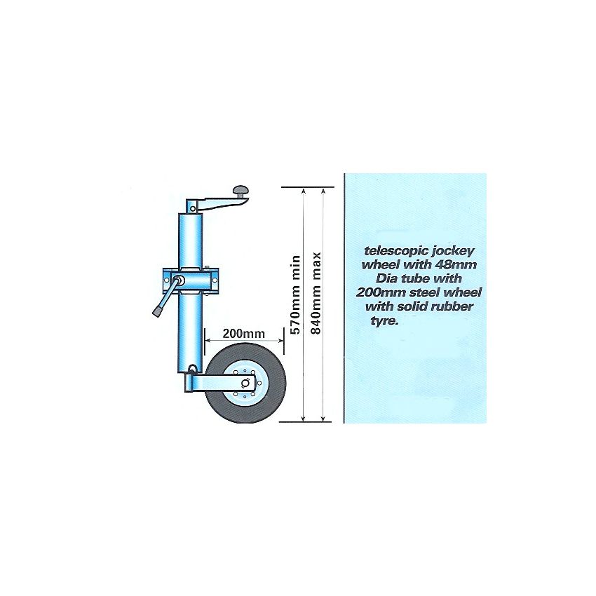 TT Jockey Wheel And Clamp (48mm Diameter)