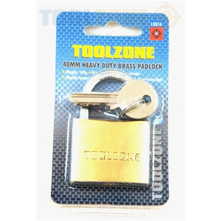 Toolzone 40MM HD Brass Padlock