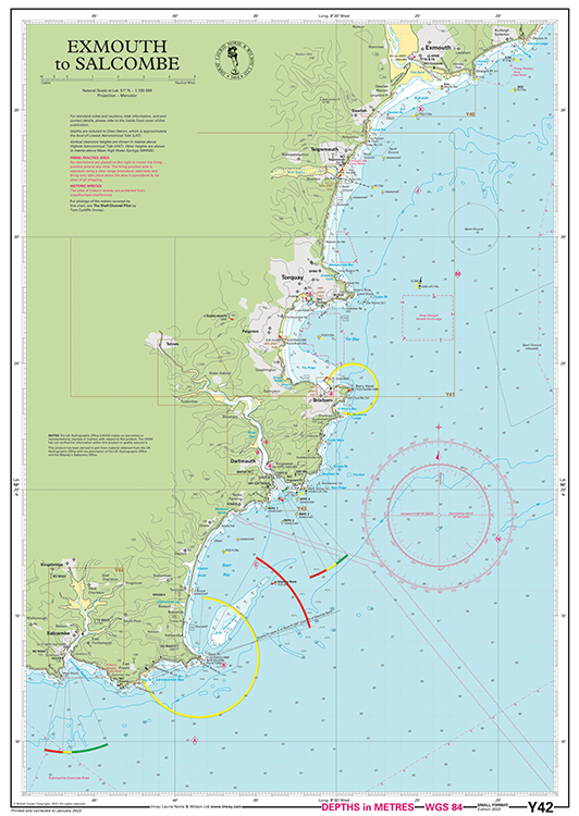 Imray Y42 Exmouth to Salcombe Chart